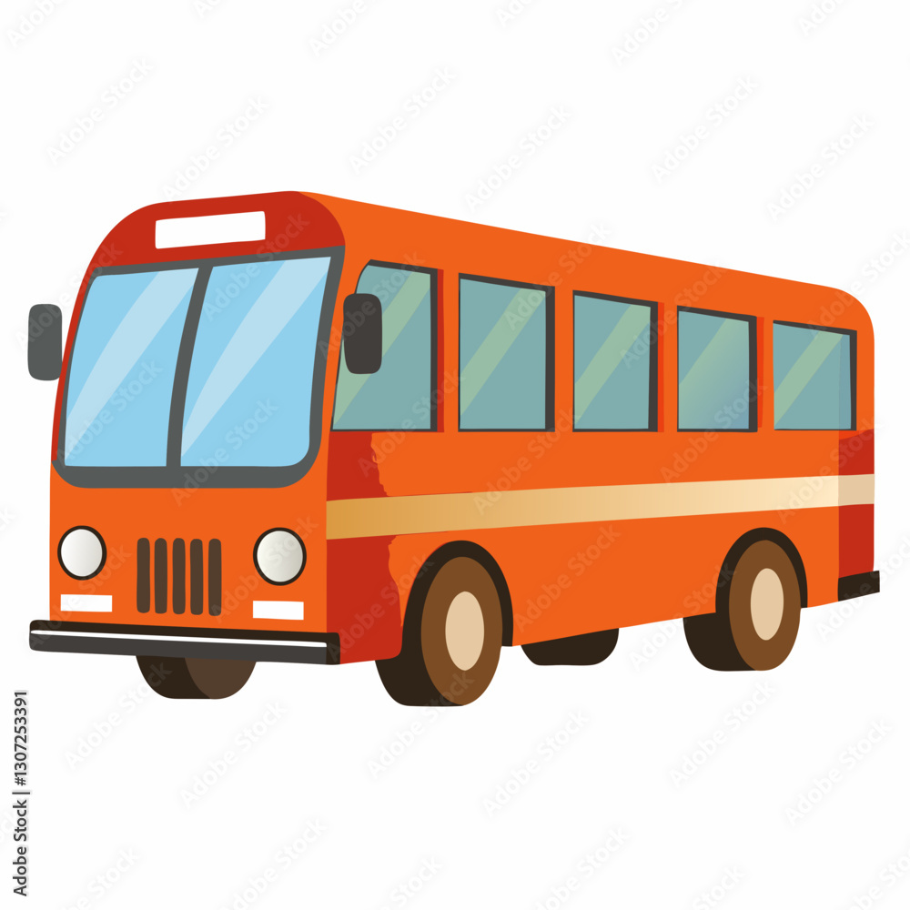Bus illustration in vibrant orange against a white background Bus illustration in vibrant orange against a white background