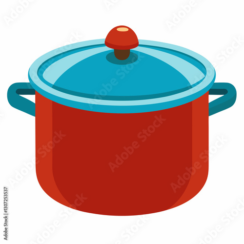 Cooking pot icon in vibrant colors on white background