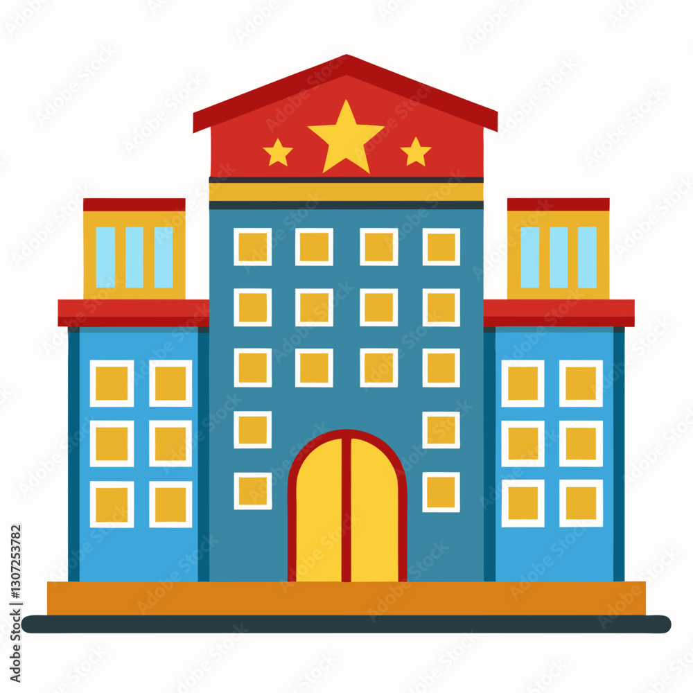 Hotel icon building in colorful, modern style Hotel icon building in colorful, modern style