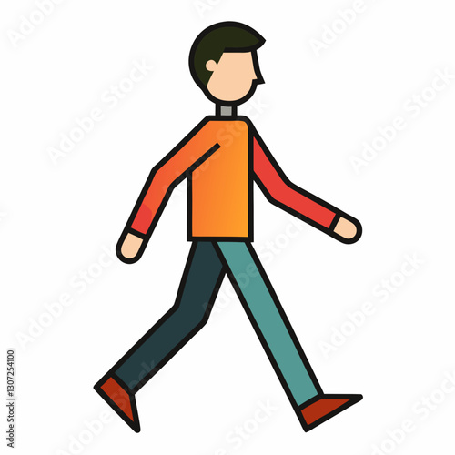 Pedestrian walking in stylish illustration
