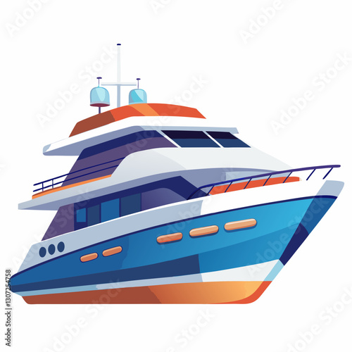 Yacht illustration in vibrant colors against a white background