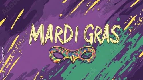 Minimalist vector logo design for Mardi Gras with bold 