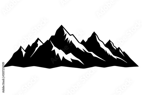 "Mountain Range Silhouette Vector - Minimalist Nature Landscape Design"

