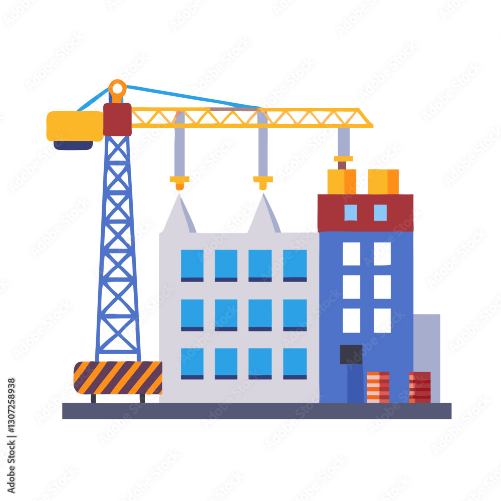 Naklejka premium Construction site with cranes and buildings