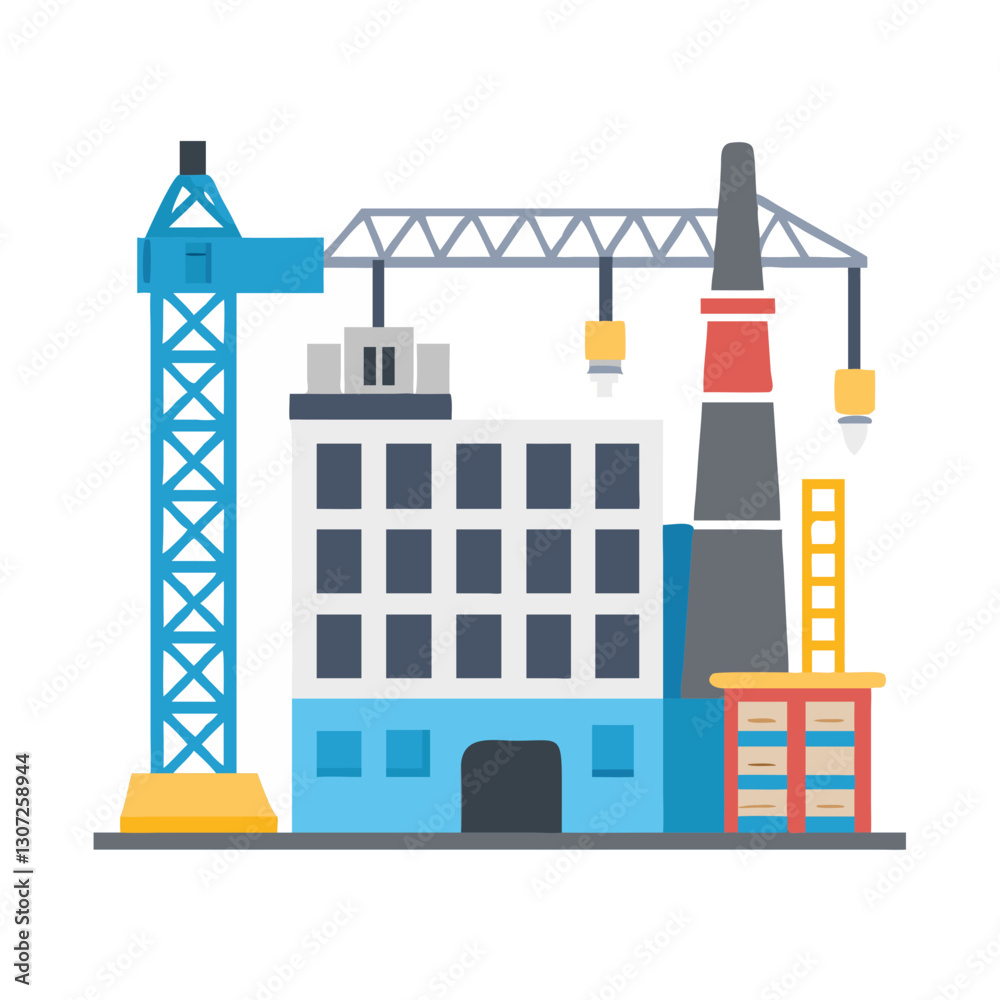 Fototapeta premium Industrial building with cranes