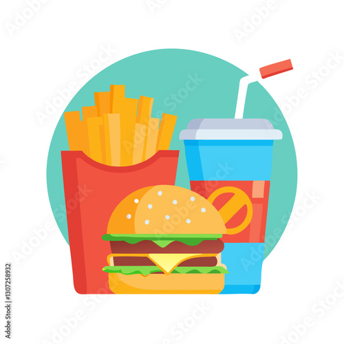 Fast food combo with fries and soda