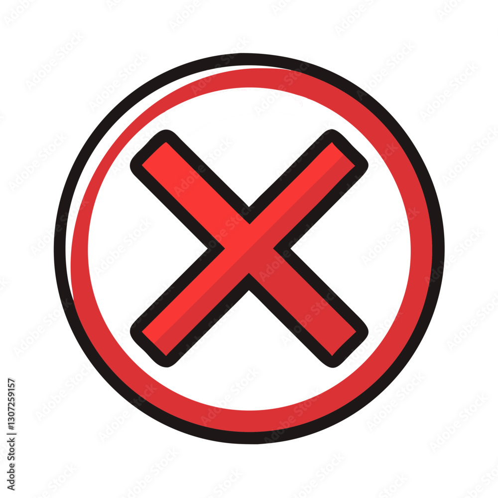 Bold red cross in a circle Bold red cross in a circle