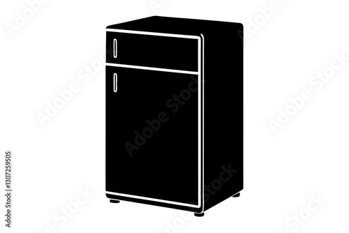 "Refrigerator Silhouette Icon on White Background - Vector Graphic"

