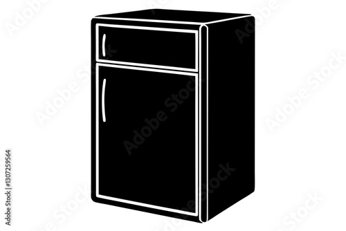 "Refrigerator Silhouette Icon on White Background - Vector Graphic"

