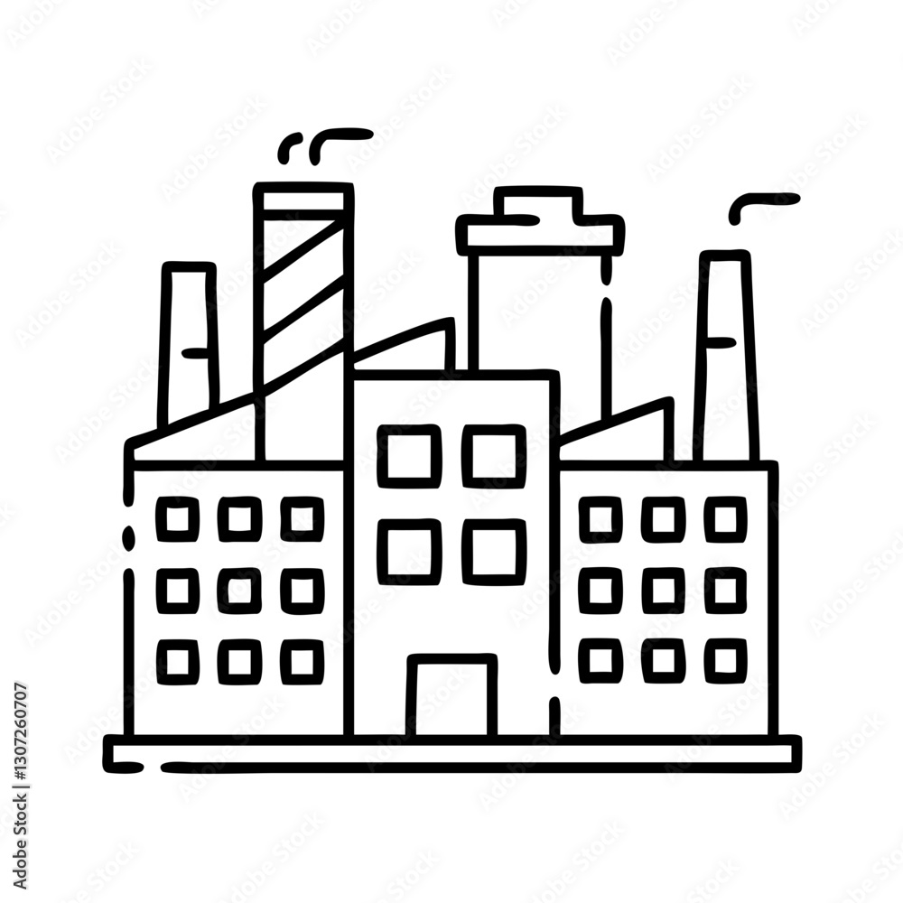 Naklejka premium Industrial factory with chimneys icon