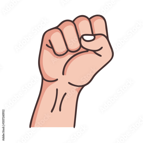 Raised clenched fist as a symbol of strength and resistance	