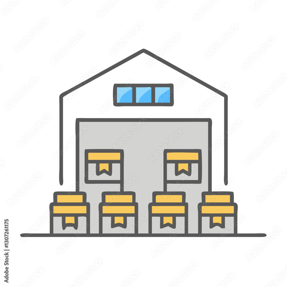 Warehouse storage building icon Warehouse storage building icon
