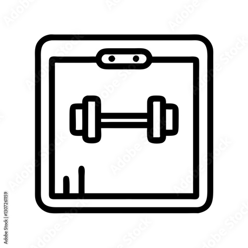 Clipboard with dumbbell icon