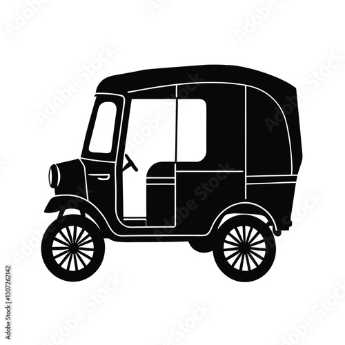 vintage taxi silhouette vector on white background