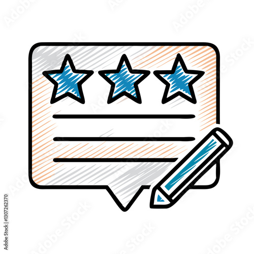 Review with star rating and pencil