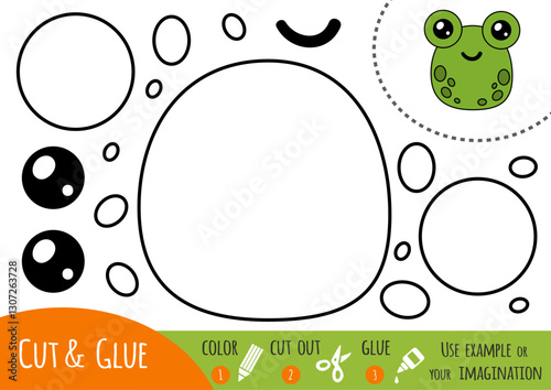 Education paper game for children, Frogs head. Cut and glue activity game