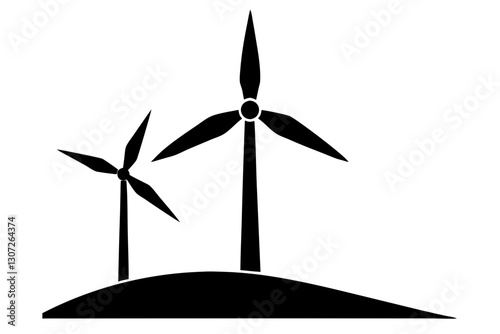 "Wind Turbine Silhouette Vector - Renewable Energy Icon Design"

