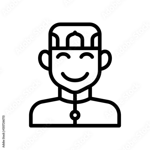 Illustration icon of a smiling man wearing Muslim clothing