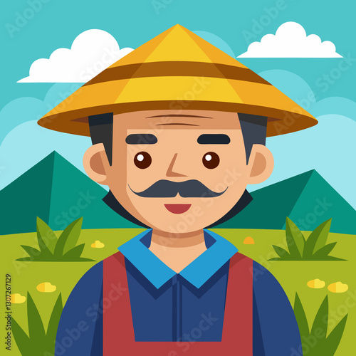 cartoon farmer in a field