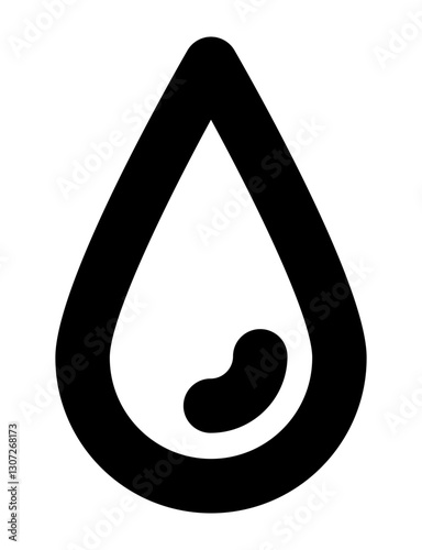icon with a small curved shape inside representing oil fat hydration liquid nutrients or essential fluids in nutrition and health.
