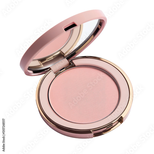 Elegant pink blush compact for a perfect makeup finish. transparent background photo