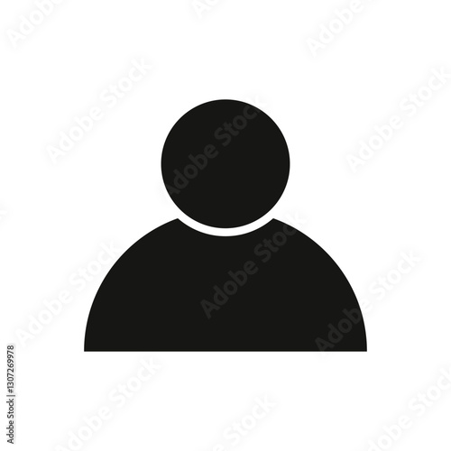 Minimalist Black and White User Profile Icon - Simple and Clean Digital Interface Symbol, User icon, User avatar icon or button,