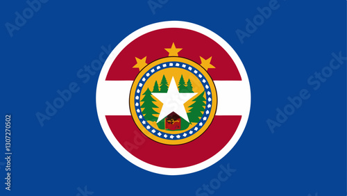 Minnesota flag with circular emblem on blue background