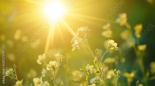 sun, macro, green solid background, soft sun rays shining through a calm atmosphere, warm yellow radiance mixing with green tones.