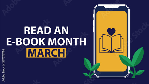 Read an E-Book Month  march web banner design illustration 