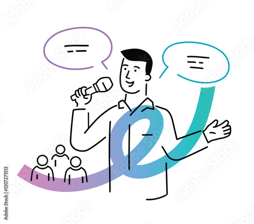Set of illustrations people are holding a workshop. Workflow, growth, graphics. Business development, milestones, start-up. linear illustration Icons infographics. Landing page site print poster. Line