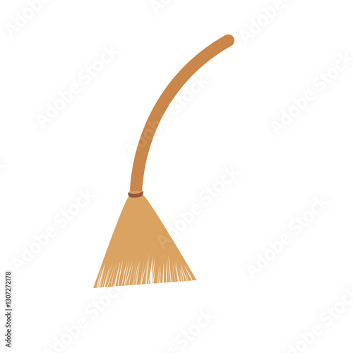 Illustration of a Broom with Wooden Handle