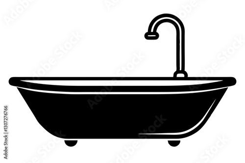 "Bathtub Drain Line Icon – Plumbing Fixture Vector SVG"