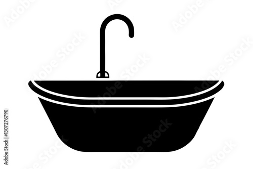 "Bathtub Drain Line Icon – Plumbing Fixture Vector SVG"
