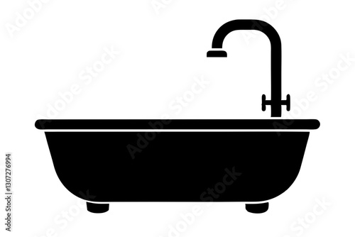 "Bathtub Faucet Line Icon – Bathroom Plumbing Vector SVG"