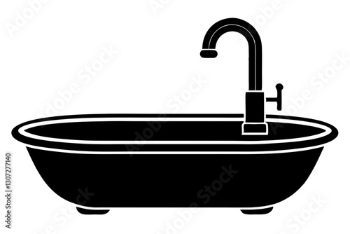 "Bathtub Faucet Line Icon – Bathroom Plumbing Vector SVG"