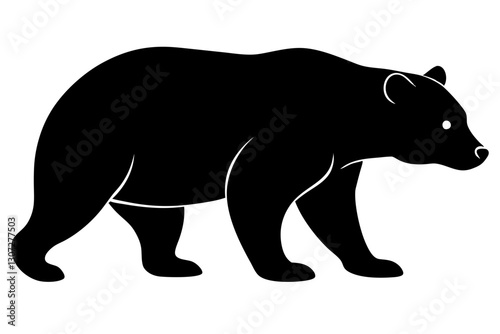 Walking Bear Silhouette Vector Illustration in Black