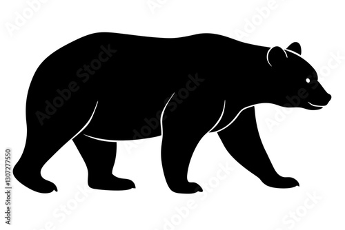 Walking Bear Silhouette Vector Illustration in Black