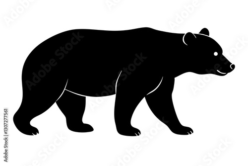 Walking Bear Silhouette Vector Illustration in Black