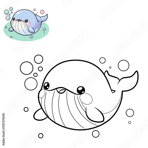Coloring book for children (cartoon baby whale).