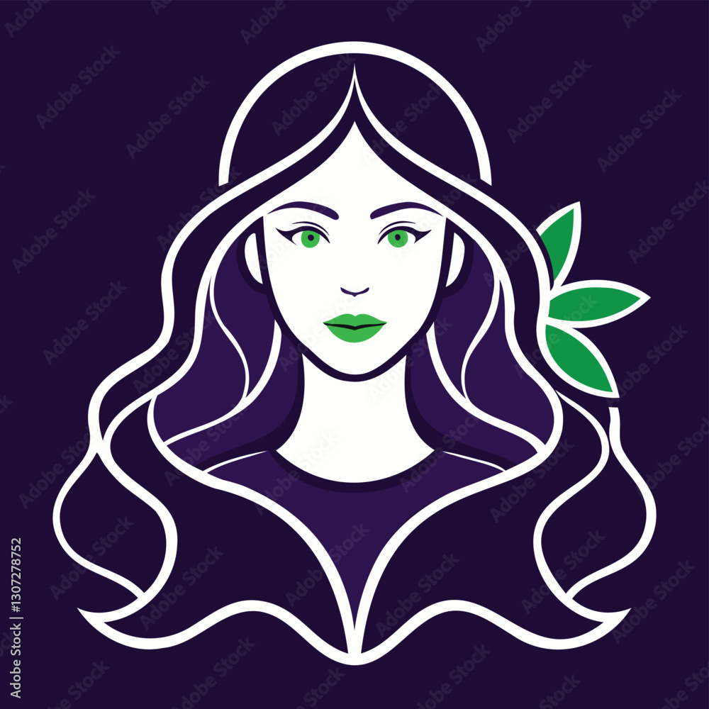 Elegant Abstract Illustration for March Eight International Women's Day with Woman Silhouette and Green Leaves in Vibrant Colors Elegant Abstract Illustration for March Eight International Women's Day with Woman Silhouette and Green Leaves in Vibrant Colors