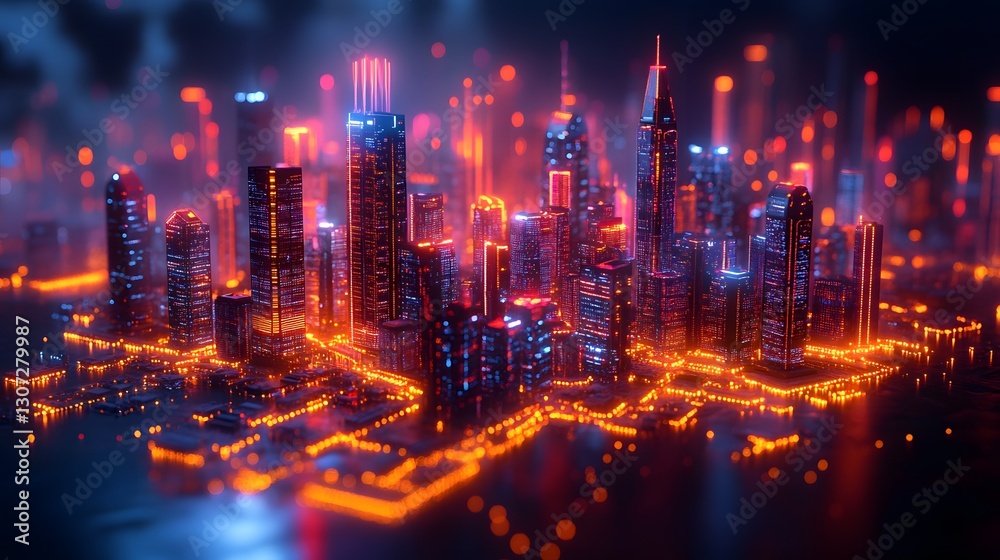 3D futuristic city with interconnected IoT devices using LPWAN for seamless data exchange 3D futuristic city with interconnected IoT devices using LPWAN for seamless data exchange