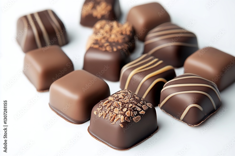 On a white backdrop, chocolate candy is isolated. Generative Ai On a white backdrop, chocolate candy is isolated. Generative Ai