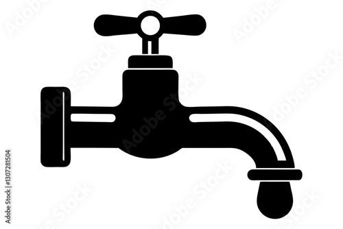 Faucet Icon Vector Illustration in Minimal Line Style

