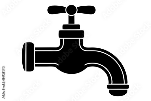 Faucet Icon Vector Illustration in Minimal Line Style

