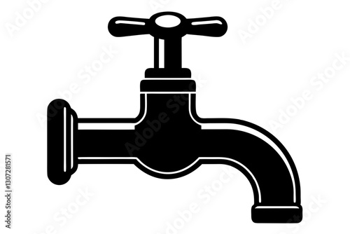 Faucet Icon Vector Illustration in Minimal Line Style

