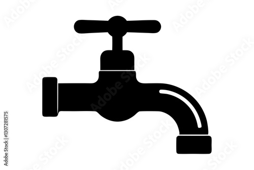 Faucet Icon Vector Illustration in Minimal Line Style

