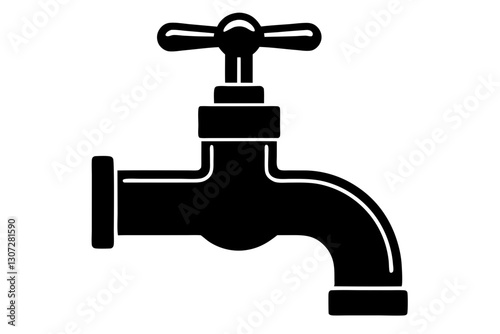 Faucet Icon Vector Illustration in Minimal Line Style

