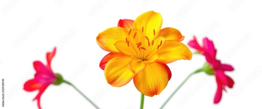 A single, vibrant bloom isolated against a pure white backdrop, studio, botany A single, vibrant bloom isolated against a pure white backdrop, studio, botany