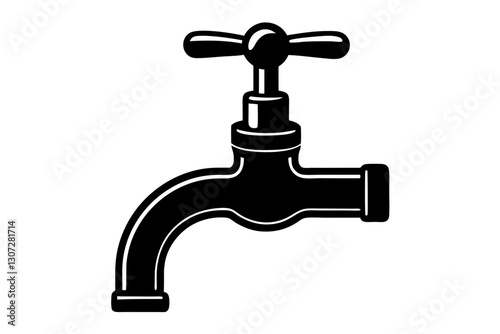 Faucet Icon Vector Illustration in Minimal Line Style

