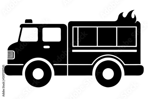 "Fire Truck Silhouette Icon – Vector Illustration for Emergency and Safety Designs"

